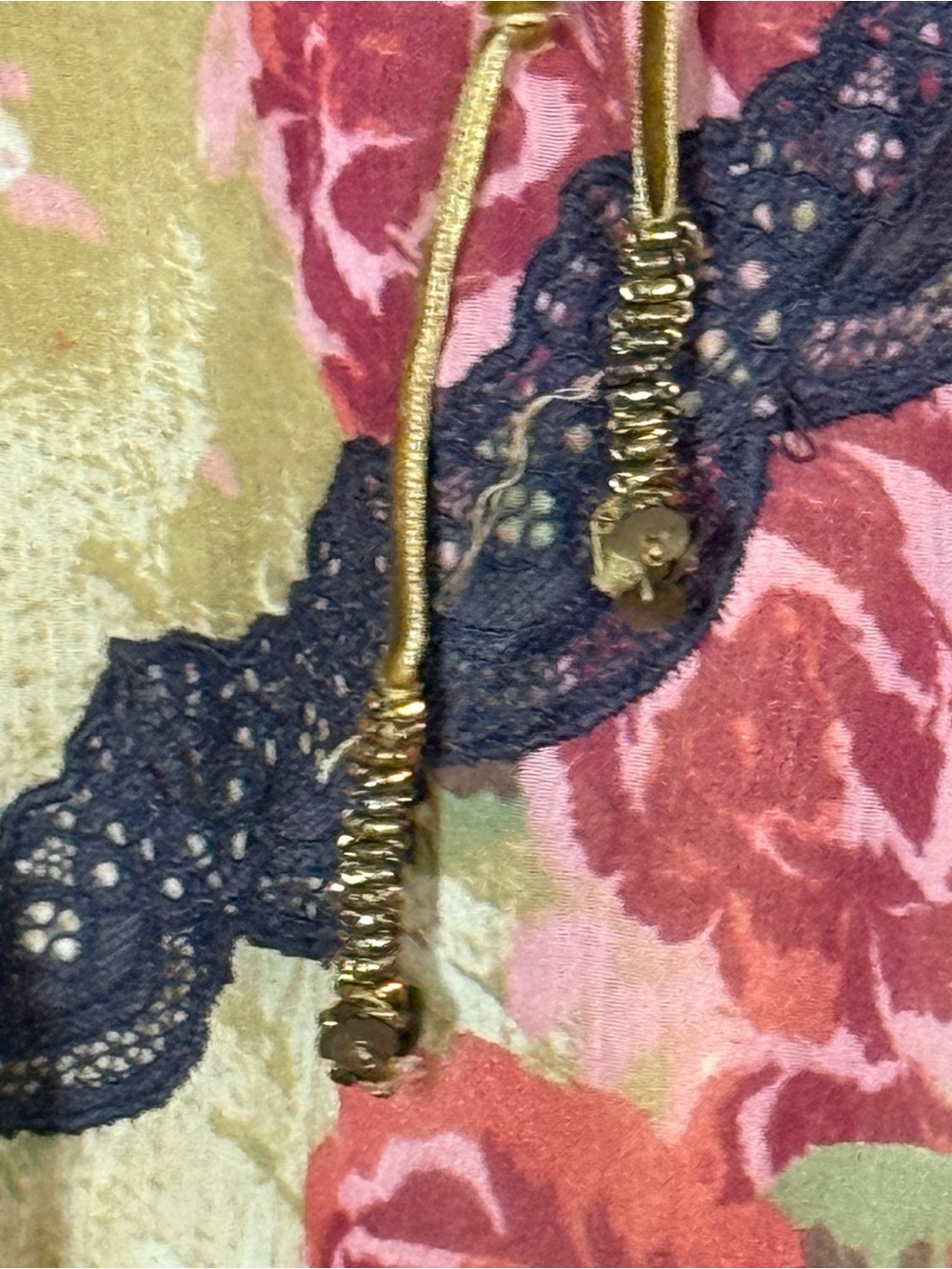 Free People Floral Asymmetrical Slip Dress with Black Trim - Picture 4 of 6